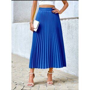 Accordion pleat midi skirt royal Blue